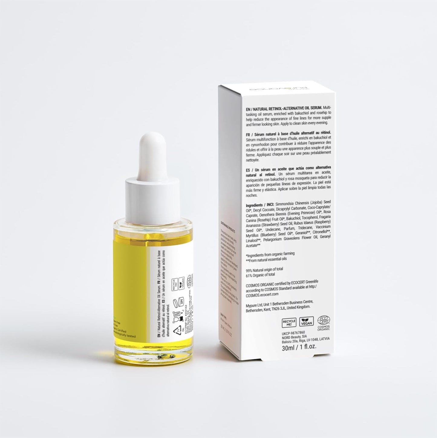 Purevance Natural Retinol Alternative Oil Serum, 1 fl oz, Vegan, Organic Certified