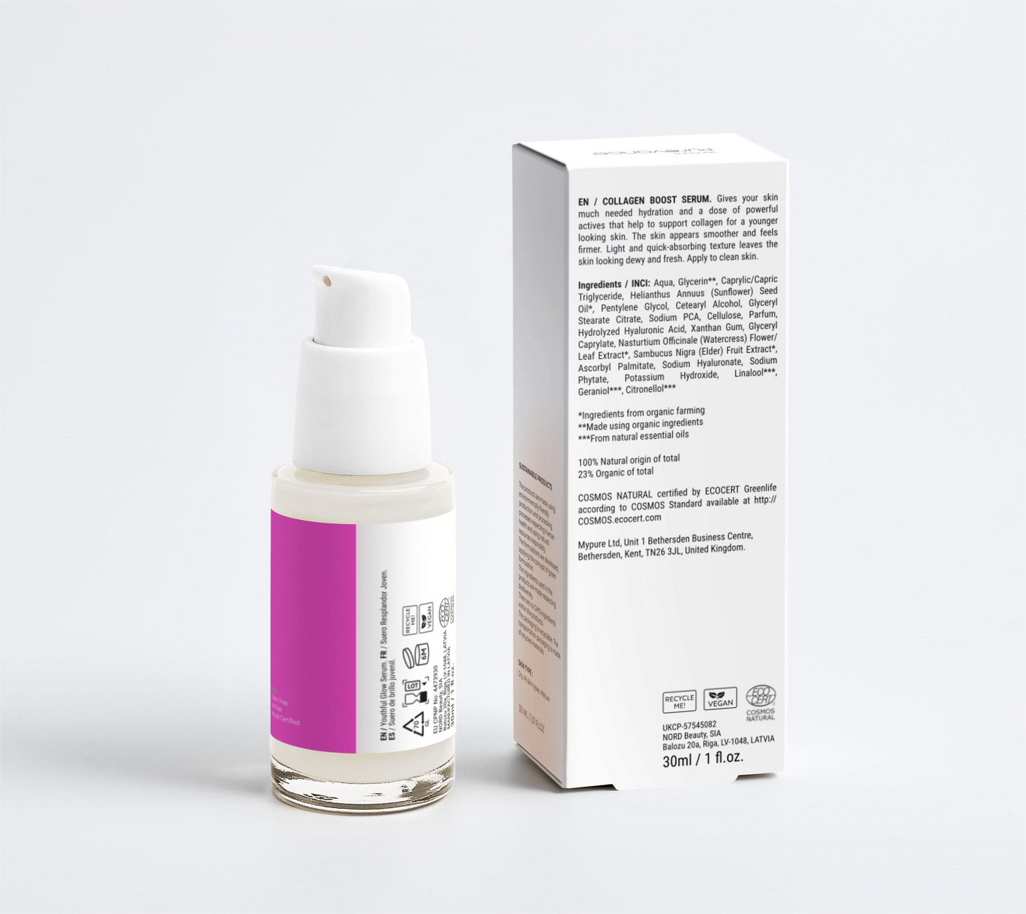 Purevance Collagen Boost Serum skincare 30 ml Vegan Gluten Free