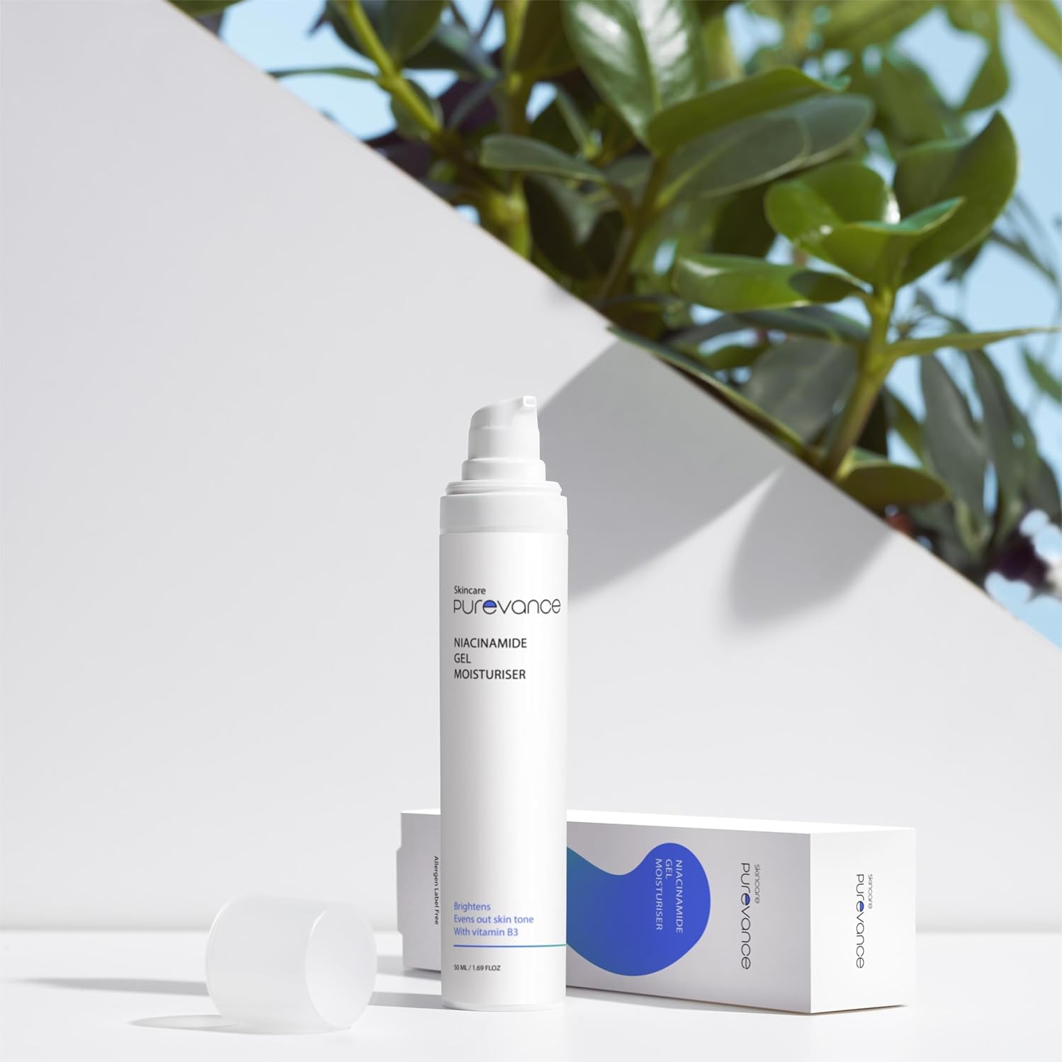 Purevance Niacinamide Gel Moisturizer with Vitamin B3, 1.69 fl oz, Brightening & Evening Skin Tone, Vegan
