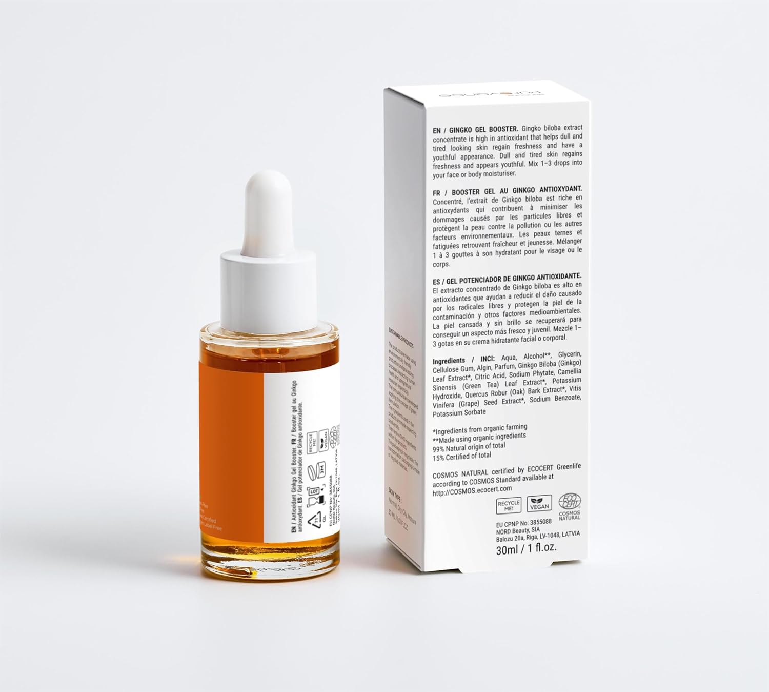 Purevance Antioxidant Ginkgo Gel Booster, Natural Skincare Serum,  30ml
