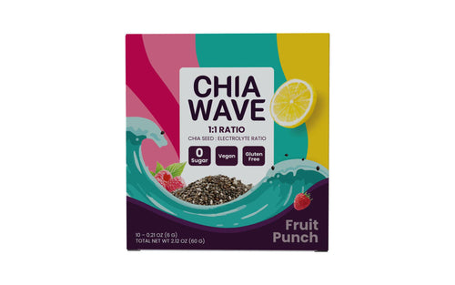 ChiaWave - Yeses, Fruit Punch ( Electrolyte + Chia seed ) Drink Mix,  Powder 10 Sticks, 2.12 oz
