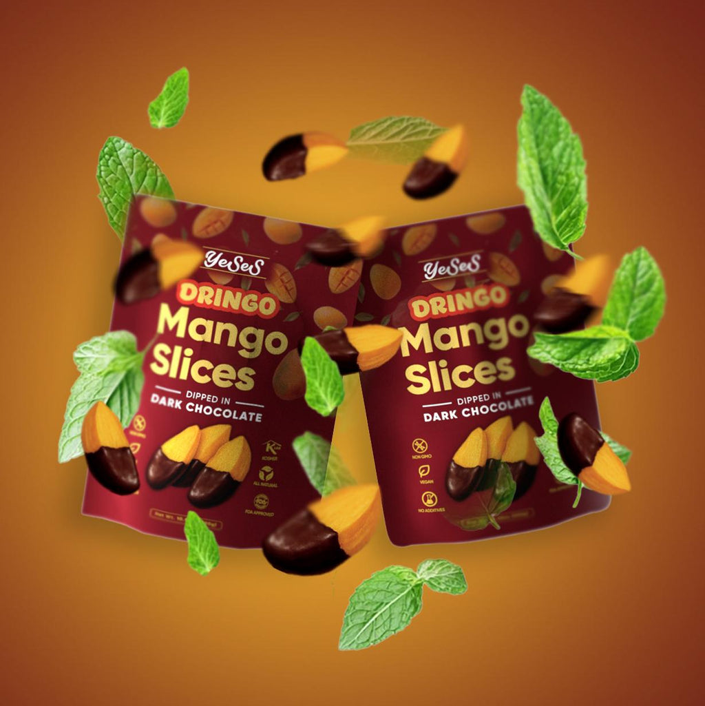Dringo Mango Slices Dipped in Dark Chocolate Yeses  – Premium Dried Mango Snack, Non-GMO, Vegan, Kosher, All-Natural, No Additives, 10.58 oz (300g) Resealable Bag (1 Pack)
