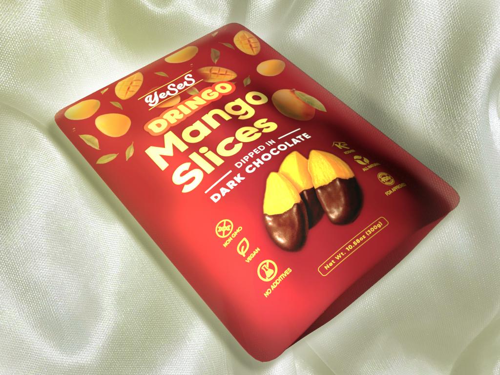 Dringo Mango Slices Dipped in Dark Chocolate Yeses  – Premium Dried Mango Snack, Non-GMO, Vegan, Kosher, All-Natural, No Additives, 10.58 oz (300g) Resealable Bag (1 Pack)