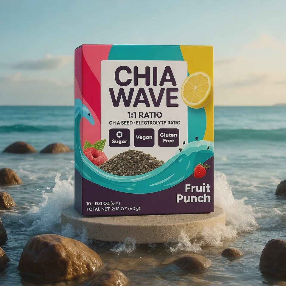 ChiaWave - Yeses, Fruit Punch ( Electrolyte + Chia seed ) Drink Mix,  Powder 10 Sticks, 2.12 oz